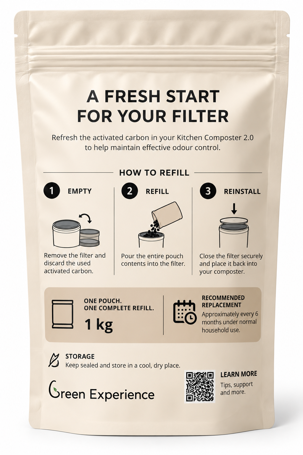 Replacement activated carbon refill for Green Experience Kitchen Composter 2.0